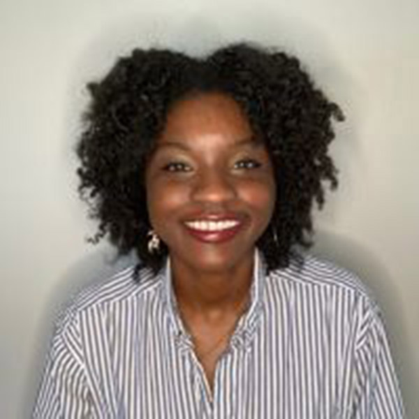 black woman with dark short hair