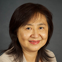 asian woman with dark hair